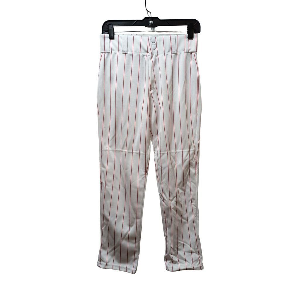 Alleson Athletic Pinstripe Baseball Pants Youth Large White Red NWOT
